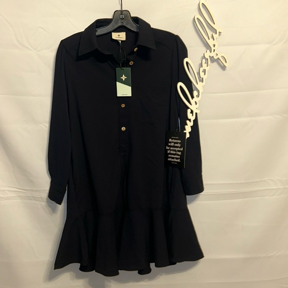 Navy Crepe Callahan Shirt Dress - Picture 6 of 10